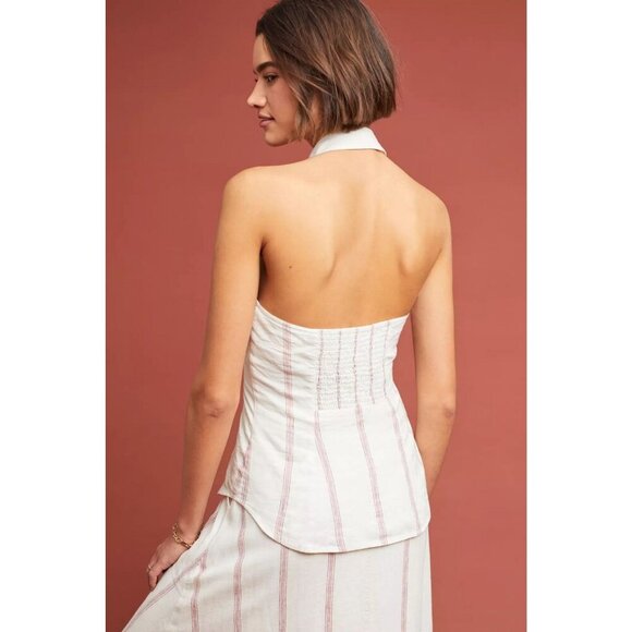 Anthropologie From the Heart of Building 18 Walsh Collared Buttondown Smocked 8 - Picture 2 of 15